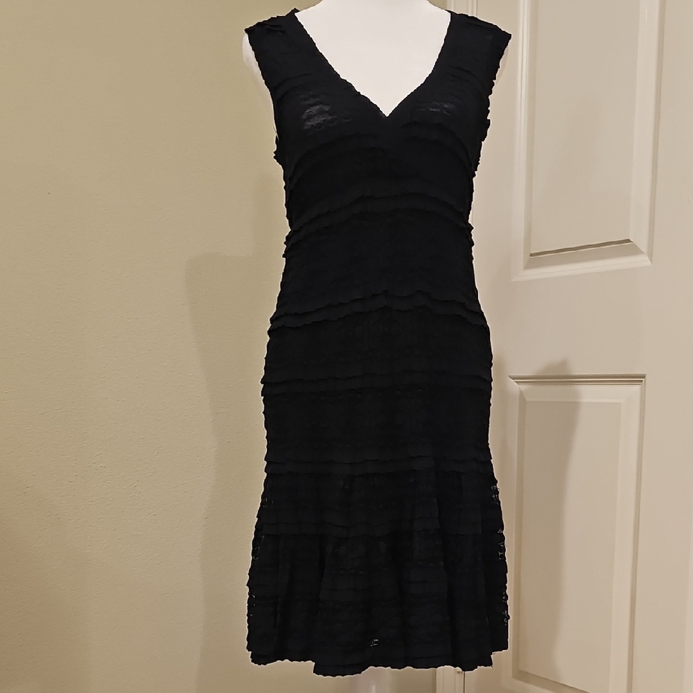 Max Studio Black Textured Midi Dress